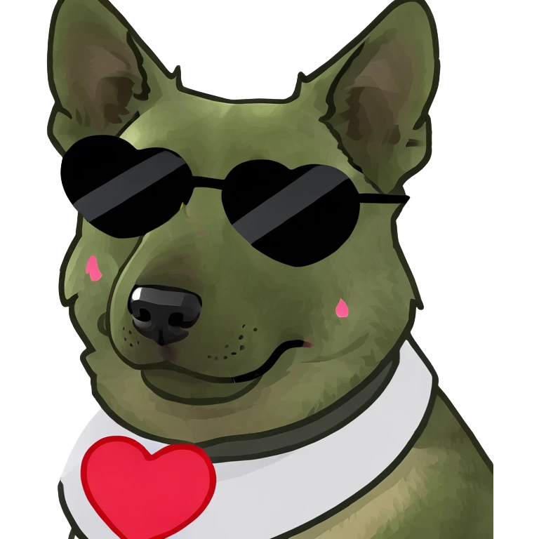 German shepherd wearing heart shaped sunglasses  emoji