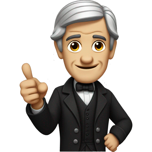 Ralph Waldo Emerson with thumbs up with a little frown and black clothes emoji