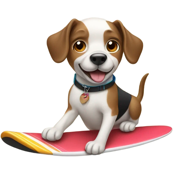 dog riding a surf board emoji