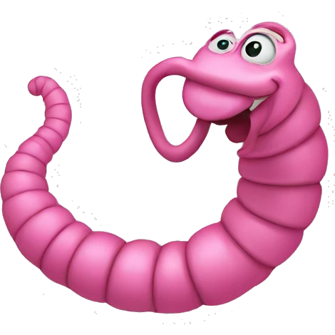 a pink worm smiling  emoji
