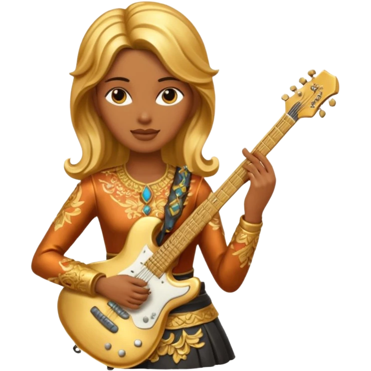 fully golden statue female guitarist face golden emoji