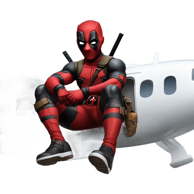 Deadpool riding a plane emoji