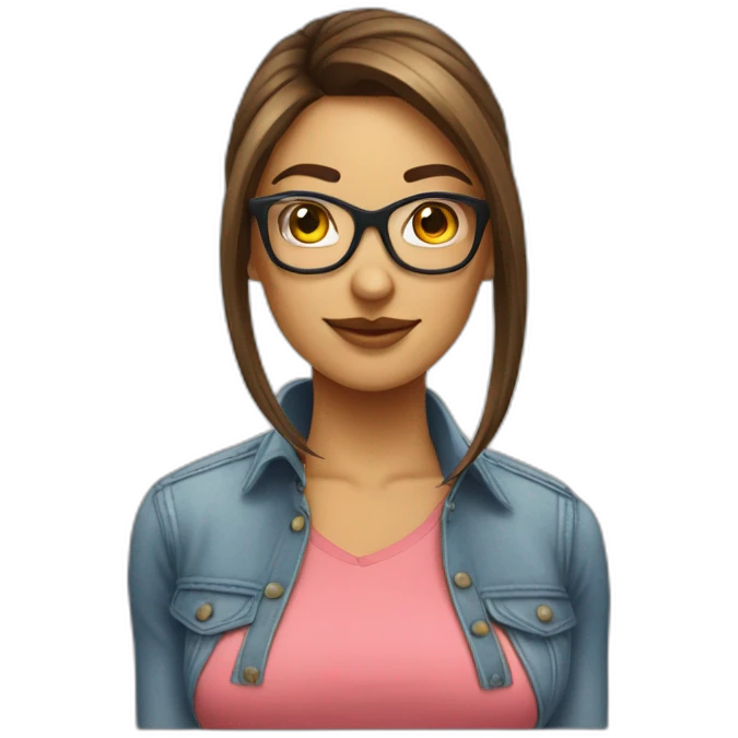 femme avec cheveux lisses peau mate possèdent des lunettes  emoji