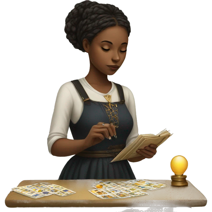 girl working on tarot emoji