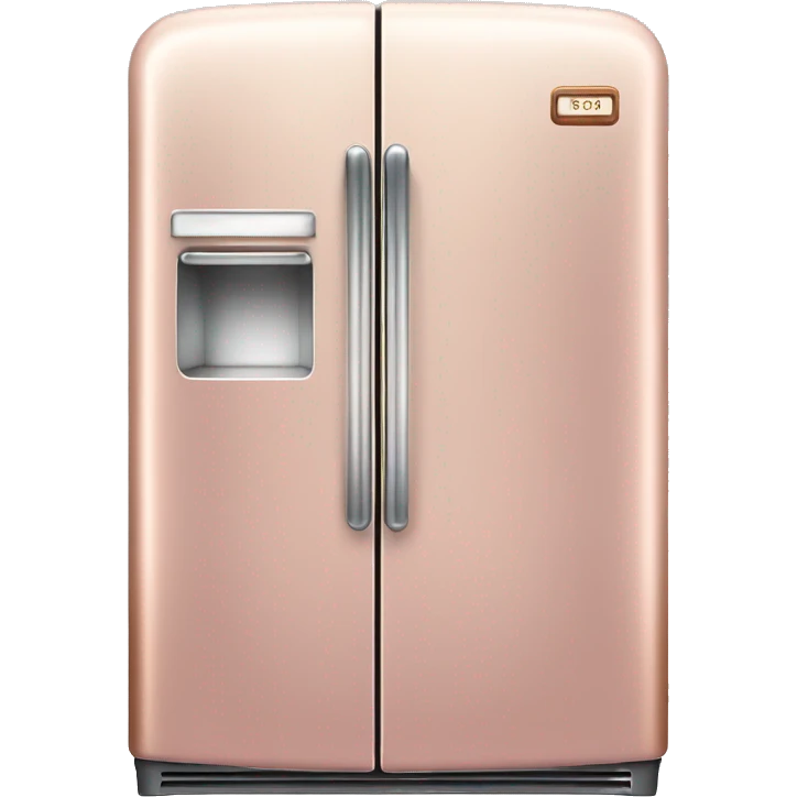 Realistic pastel pink and metallic copper vintage fridge.  emoji