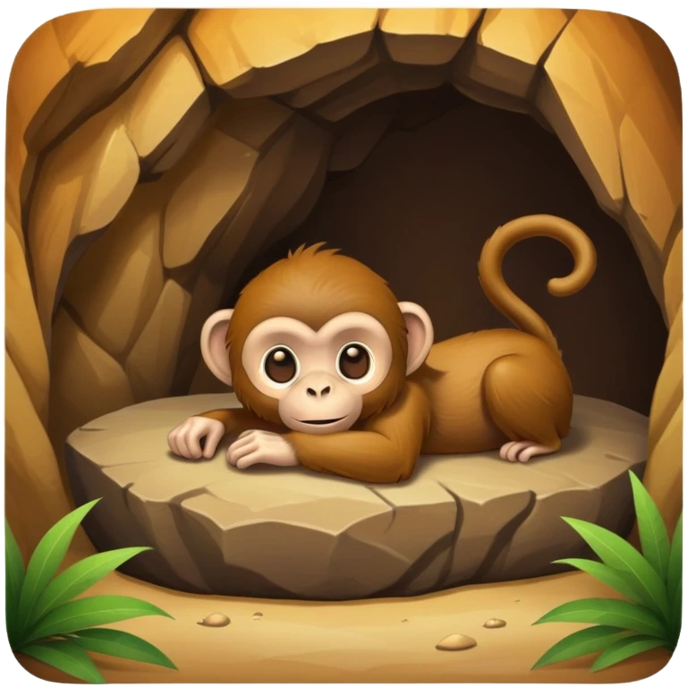 Monkey lying down in a cae emoji
