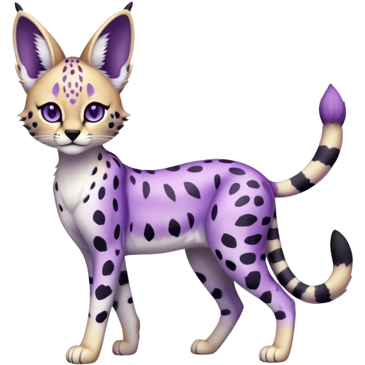 Kawaii Cute Edgy Black Purple White ethereal Serval-Fionbri-Vernid full body emoji