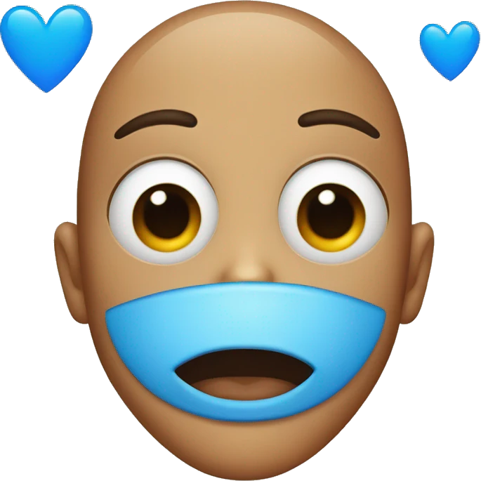 Face with blue heart emoji for eyes emoji