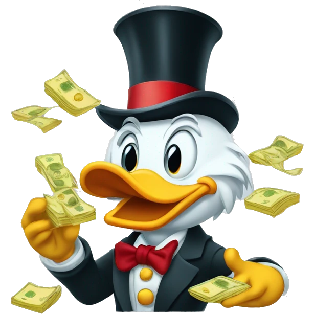 Scrooge McDuck counting money Film-Styled Scare Face emoji