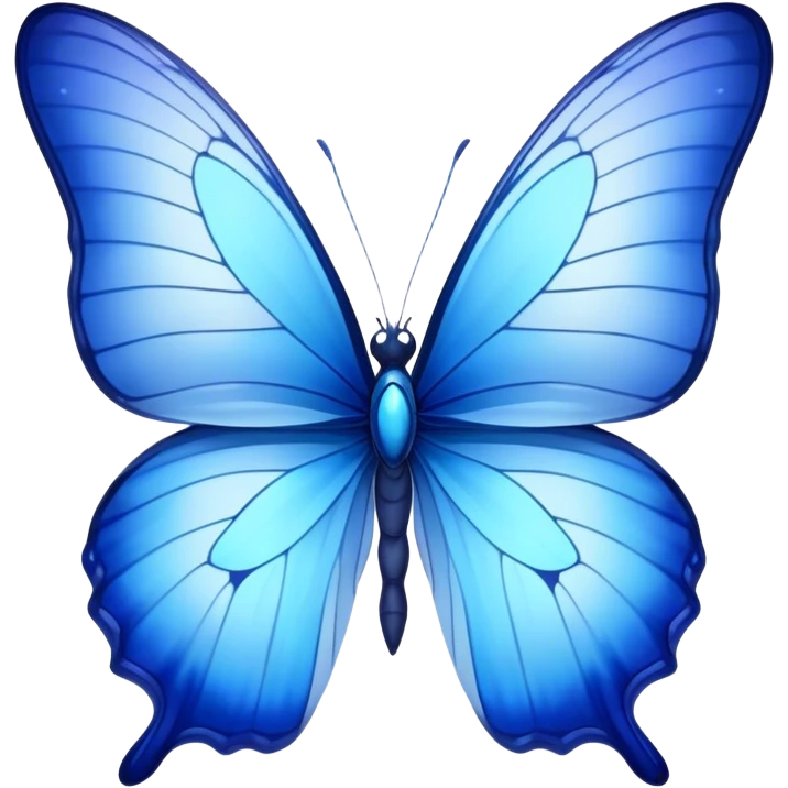 Cinematic Realistic Noble Blue Butterfly Portrait Emoji, Poised and graceful, with delicate, translucent wings rendered in vivid sapphire and indigo tones, a slender, elegant body with finely detailed textures, and gentle, reflective eyes, illuminated by soft natural light, high shine, intelligent and ethereal, styled with an air of refined natural beauty, focused and attentive, soft glowing outline, capturing the essence of a watchful and confident blue butterfly that appears to flutter out of the screen with effortless grace! emoji