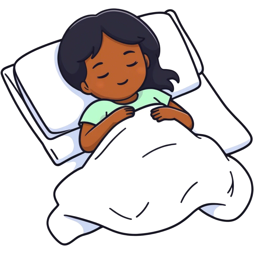 Niña morenita con cabello lacio y negro dormida  emoji