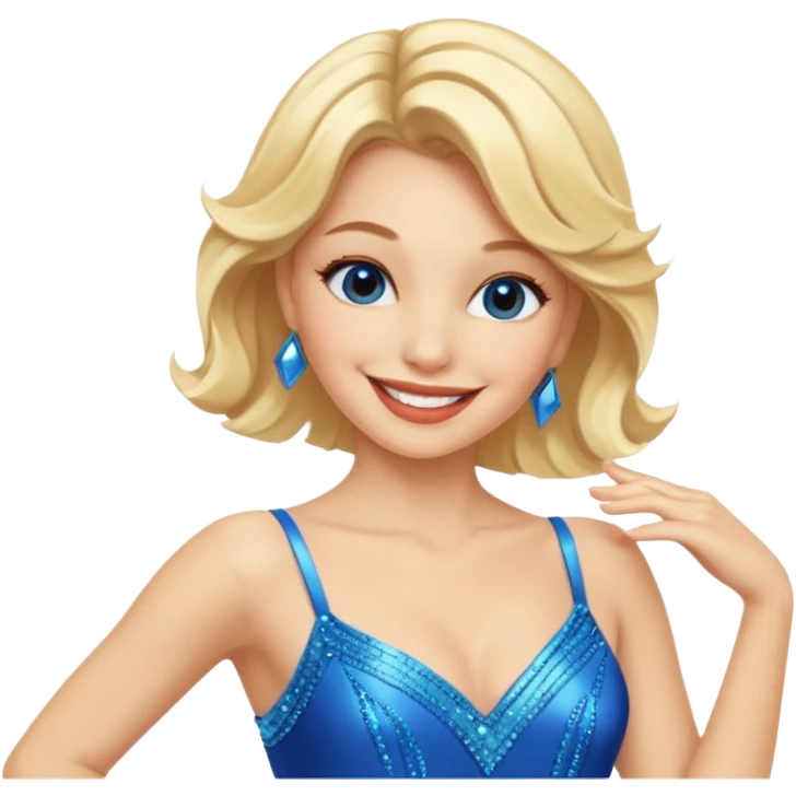 blue jazz style dance costume on blonde emoji