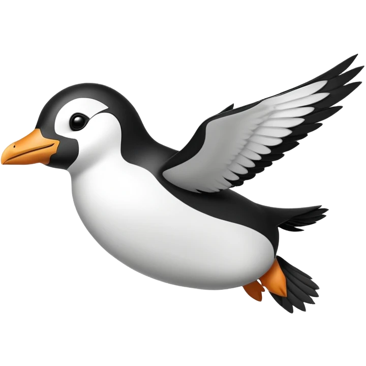 penguin with wings flying through the sky emoji