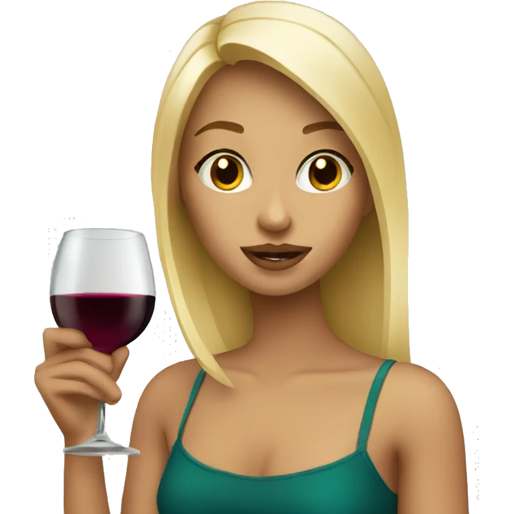 blonde girl sipping wine emoji