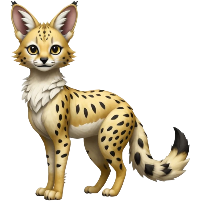 Epic complex detailed realistic aesthetic-scenic-Fakémon-Trico-Sergal-Serval-Vernid-creature emoji