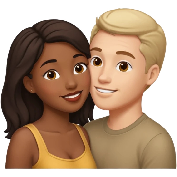 interracial couple kissing emoji