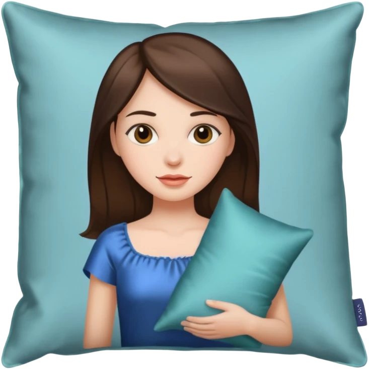 brunette white girl with a silk pillow emoji