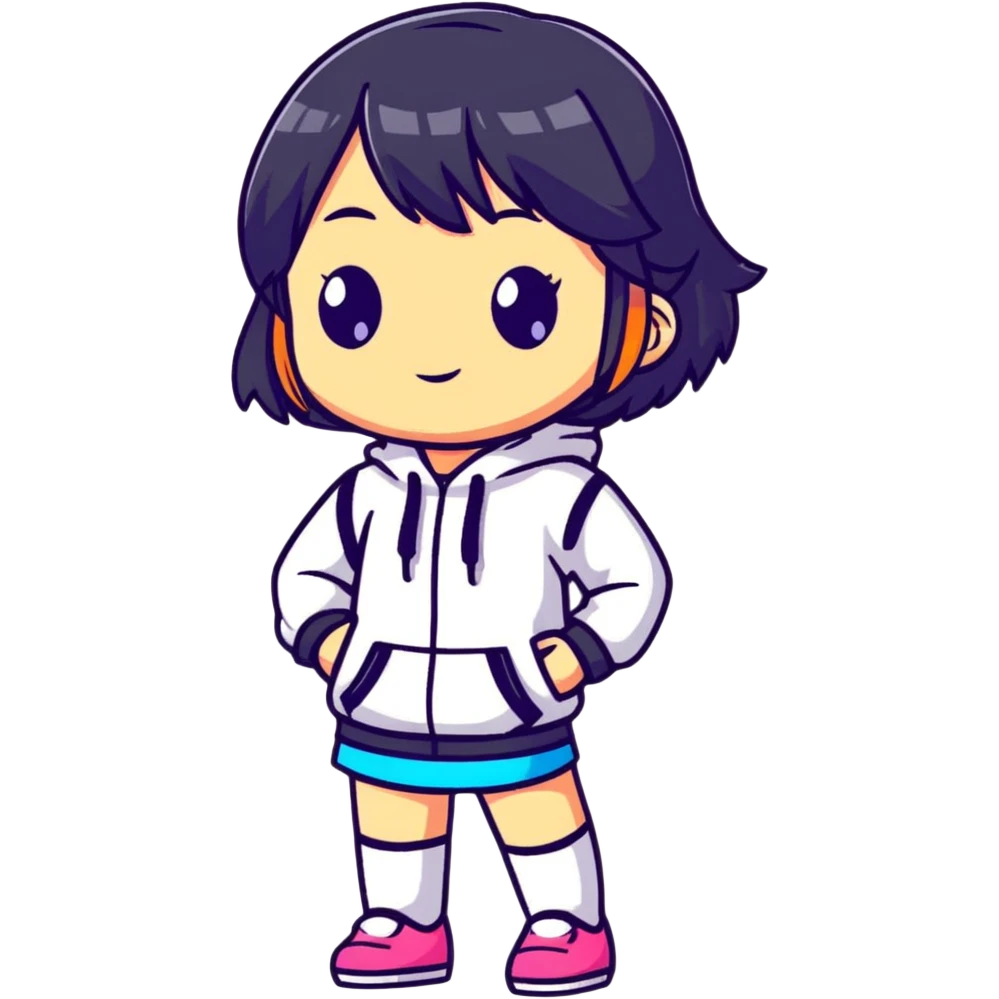 Cute female figurine in designer toy style, colorful, smooth plastic appearance, chibi proportions emoji