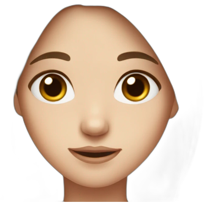 a girl with blue eyes and brown hair, French emoji