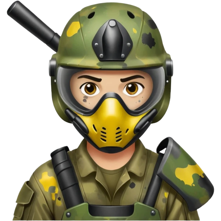 paintball player face distinct emoji
