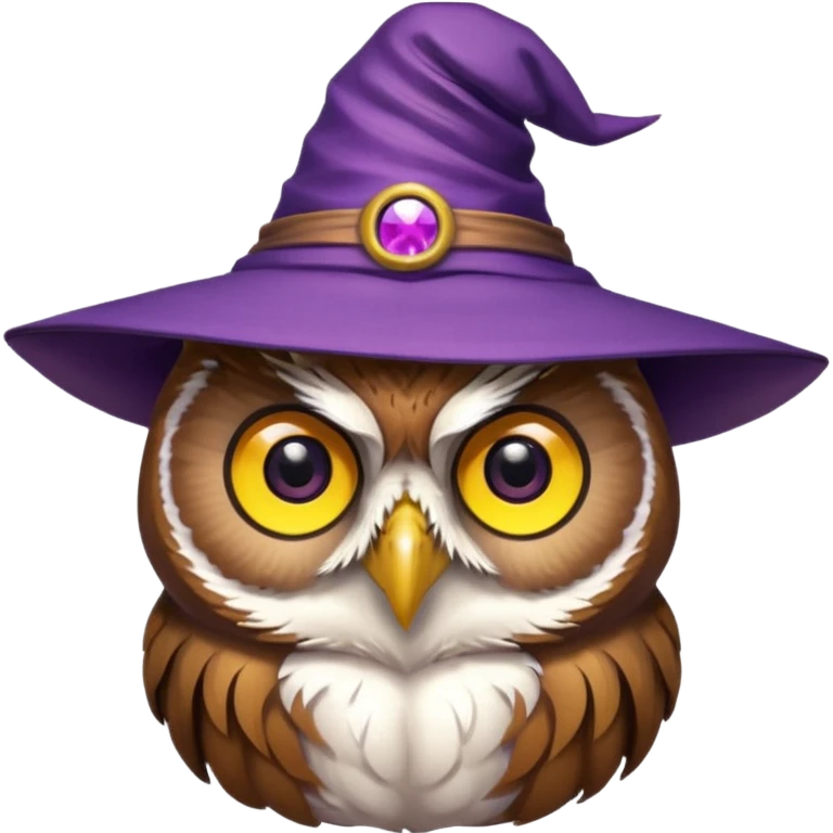 owl wear purple wicth hat emoji