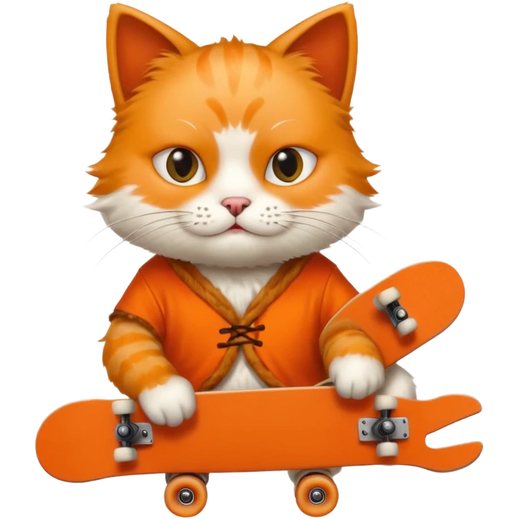 ancient chinese cat hold skateboard  emoji