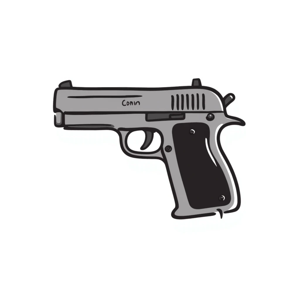gun, hand drawn doodle style emoji