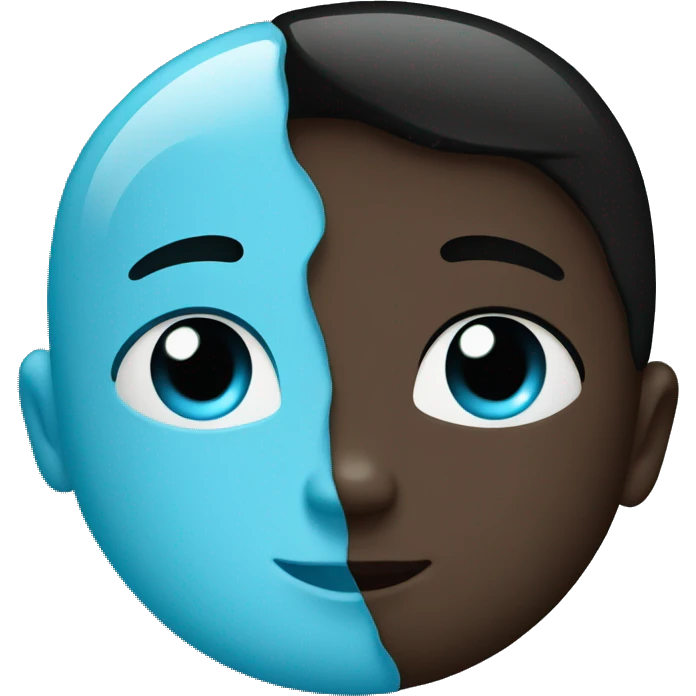 Half black and baby blue heart emoji