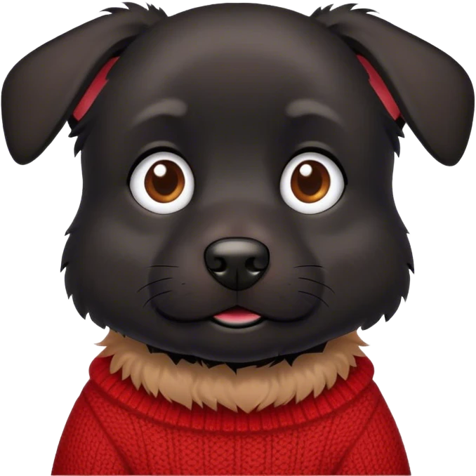 Black dog in a red sweater emoji