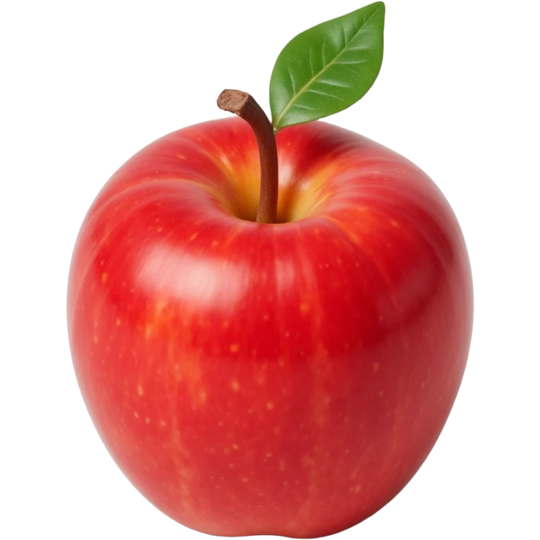 glossy red apple with a leaf, skeuomorphism icon style emoji