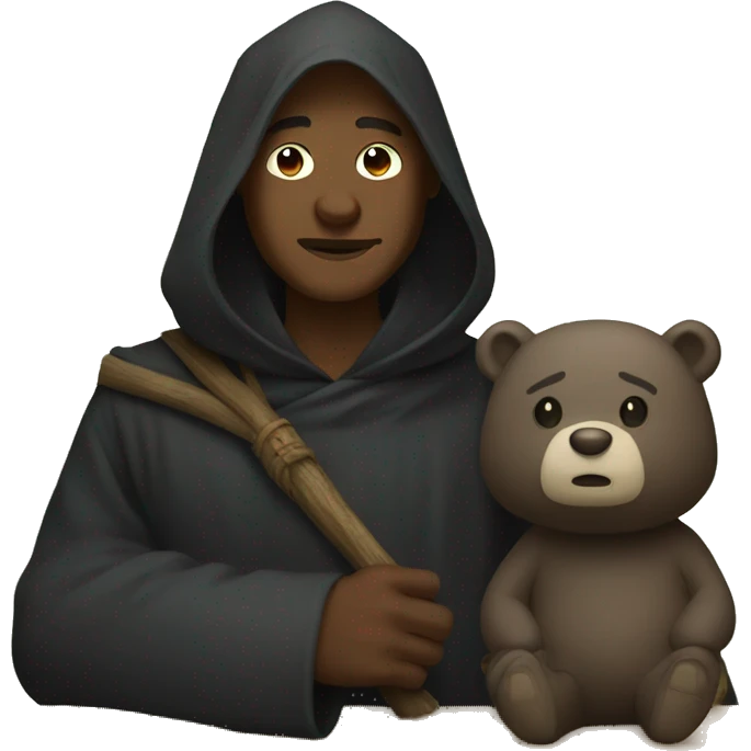 Black monk with bear emoji