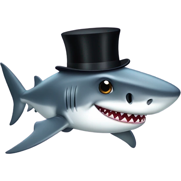Shark with a top hat emoji