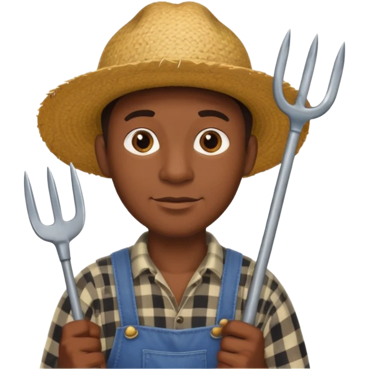 black man farmer with pitchfork  emoji