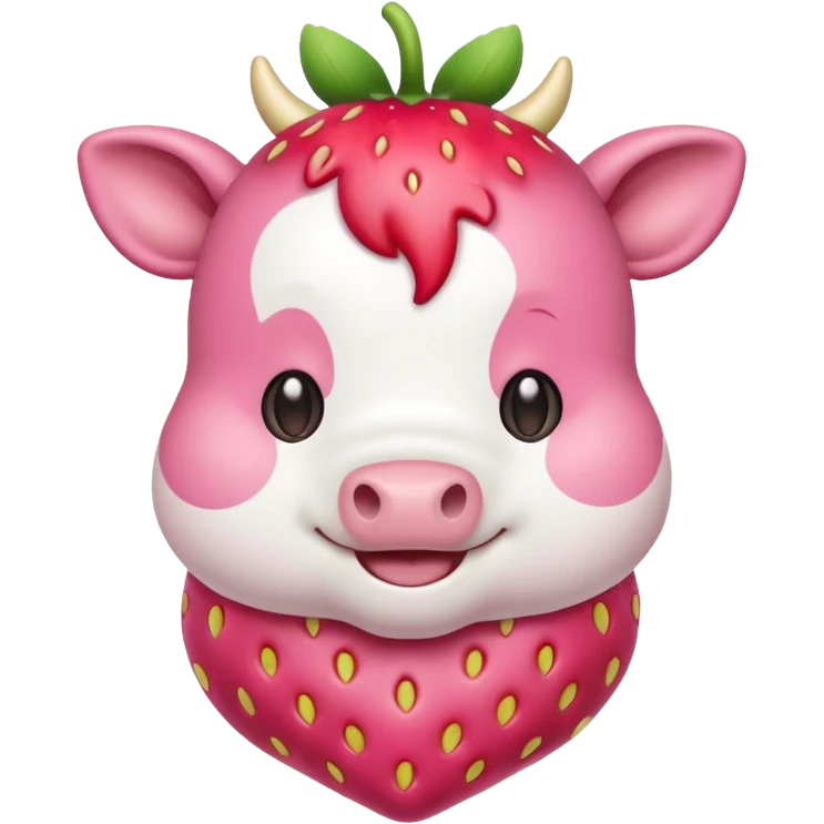 Chibi strawberry cow emoji