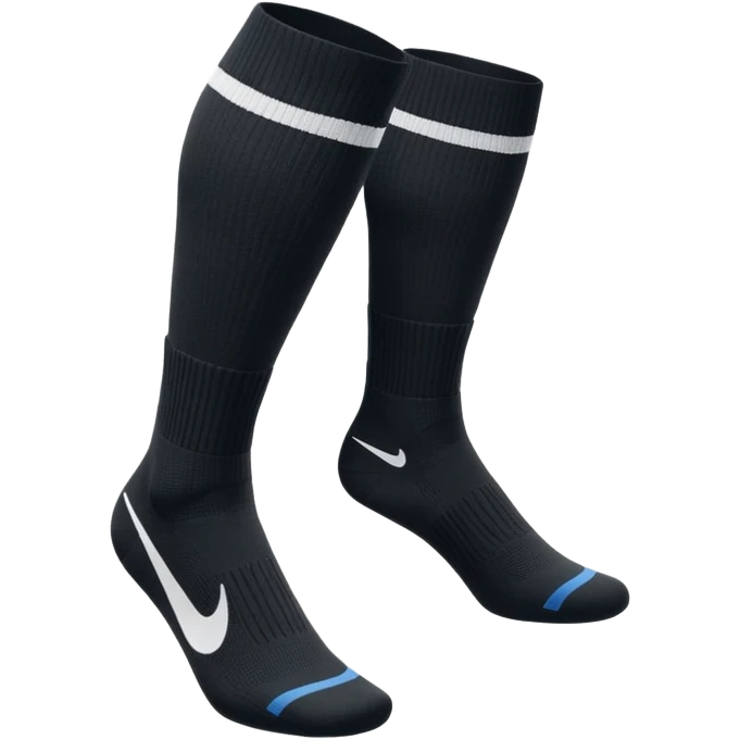 black football sock with white Nike tick, knee-high style emoji