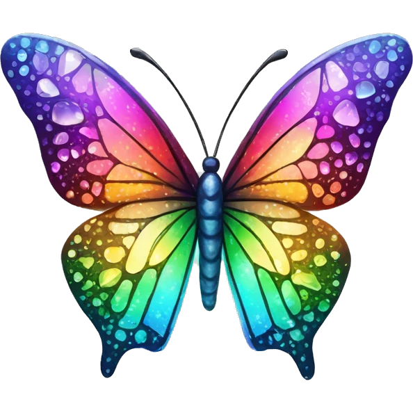 One Shiny-Colorful-Sparkly-Rainbow-Gradient-Crystal-Gem-Butterfly-Crystal-Fly emoji