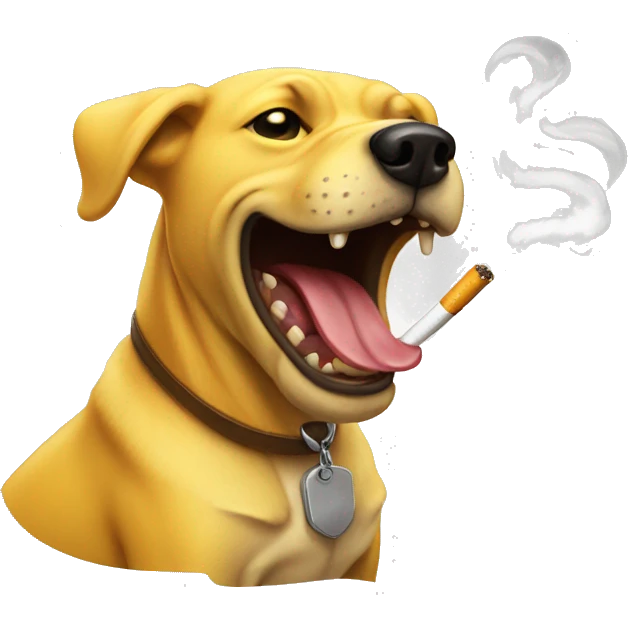 a yellow dog laughing and smoking cigarette emoji