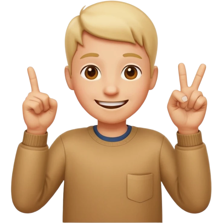 emoji of a happy cartoon person pointing downward toward the ground with both hands, standing upright, smiling warmly, both index fingers extended and pointing down clearly, simple light background, expressive and playful Apple emoji design showing the meaning “here / down here emoji