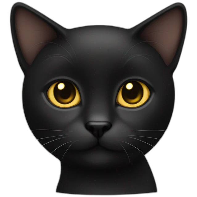 A fully black short haired cat with gold eyes emoji