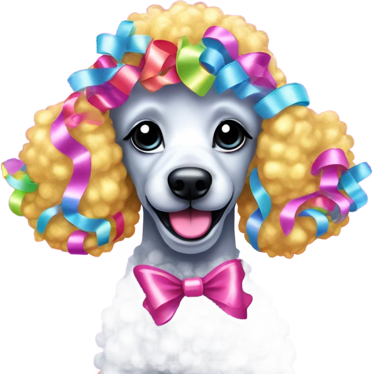 Lisa frank glitter poodle with ribbons   emoji