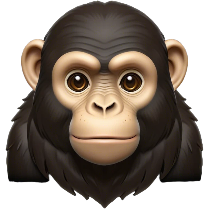 Cinematic Noble Chimpanzee Portrait Emoji, Poised and wise, with a lean, agile build adorned with textured fur and deep, thoughtful eyes, Simplified yet sharp and sophisticated features, highly detailed, glowing with a soft, contemplative glow, high shine, intelligent and vigilant, stylized with an air of primate regality, focused and attentive, soft glowing outline, capturing the essence of a watchful guardian that feels as though it could step out of the screen with effortless authority! emoji