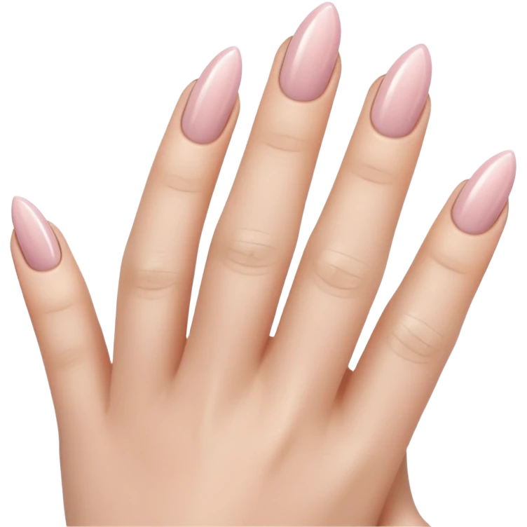 Close-up of feminine hands with long almond nails, chrome silver French tips on sheer nude pink base, glossy gel finish, elegant minimal manicure emoji