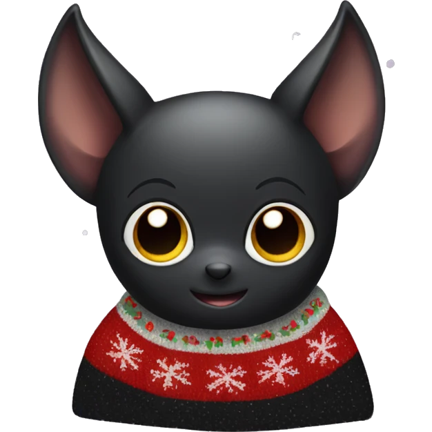 Cute black bat wearing a Christmas sweater emoji