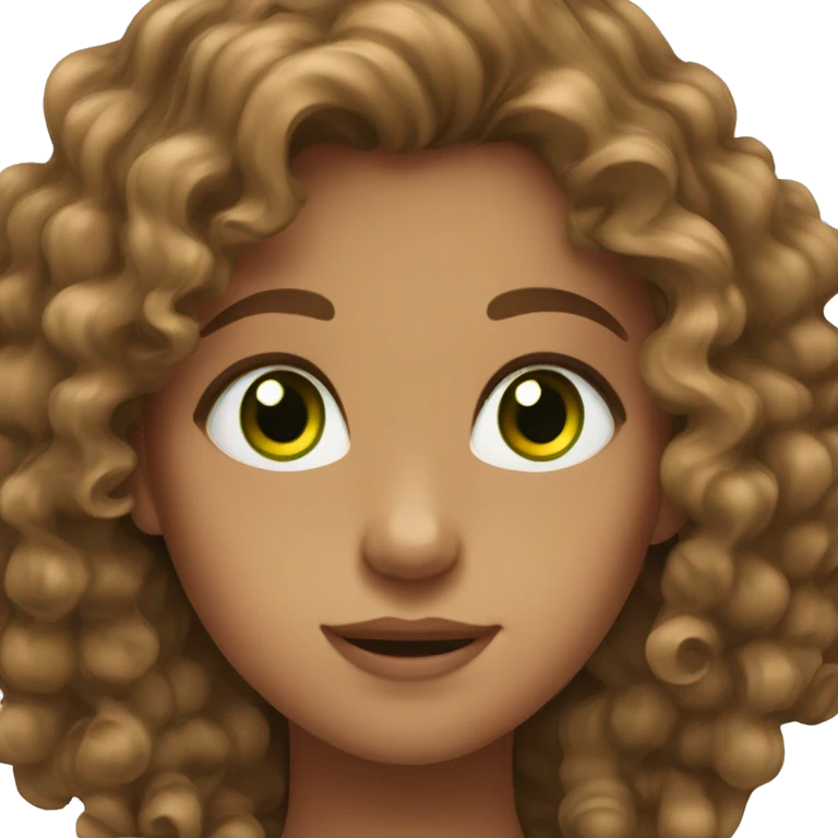 Girl with brown curly hair and green eyes emoji