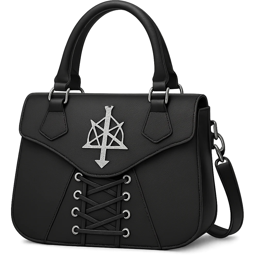 Back white gothic purse without background emoji