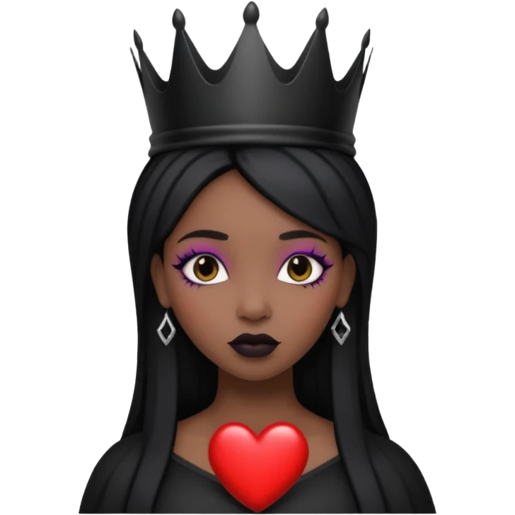 goth heart with a dark crown black woman  emoji