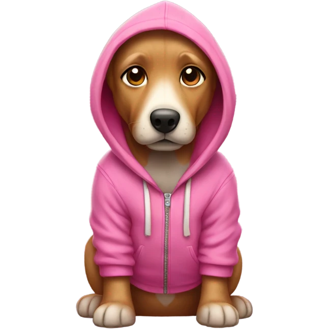 Pink Dog wearing a hoodie emoji