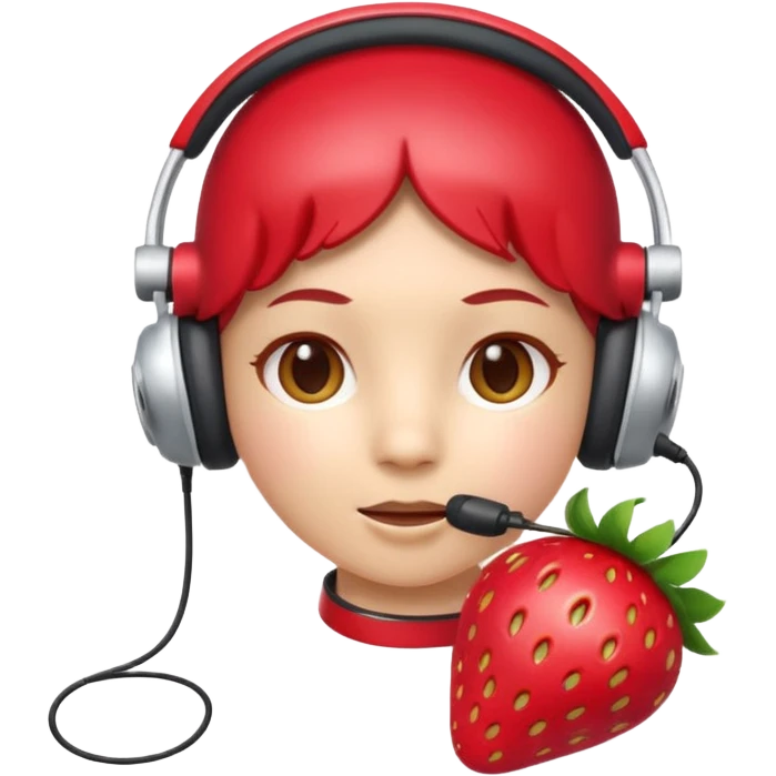 A Cute strawberry wearing headset  emoji