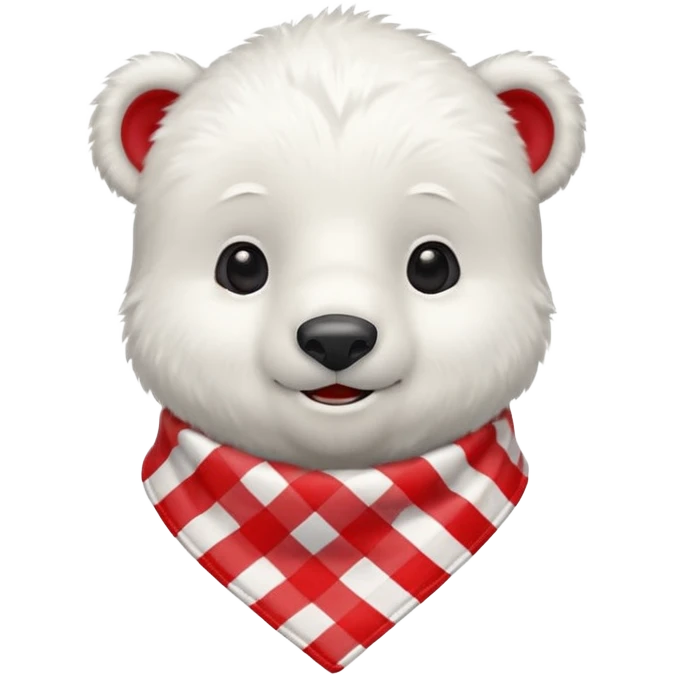 baby polar bear wearing a red and white checkered Neckerchief emoji
