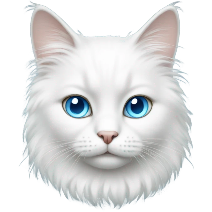 white fluffy cat with light blue eyes  emoji